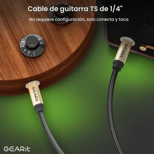 Vista 4 de GEARit Cable de instrumento de guitarra (3 pies paquete de 2) de 1/4 de pulgada a 1/4 de pulgada TS recto macho a macho de 0.250 in mono Jack