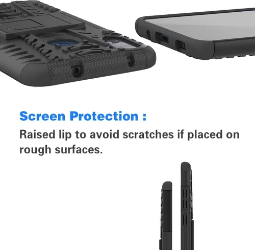 Vista 4 de Funda para teléfono Samsung Galaxy A11 con protector de pantalla de vidrio templado y soporte, resistente, accesorios de protección híbrida rígida