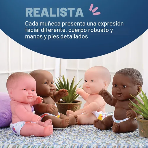 Vista 6 de Constructive Playthings Muñecas de bebé multiculturales abrazables de 10 pulgadas, juguetes multiétnicos de aprendizaje socio-emocional para niños