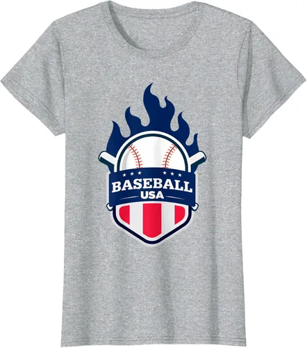 Vista 32 de Baseball USA Support the Team Shirt - Camiseta con la bandera de Estados Unidos, Blanco, S