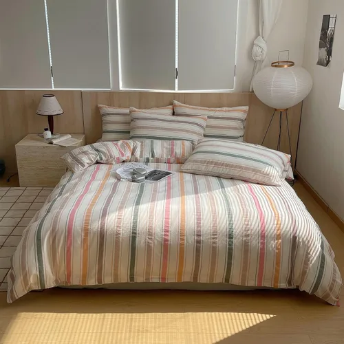 Vista 24 de VCLIFE - Juego de funda de edredón de algodón para cama individual, matrimonial, Queen, King, moderno, geométrico, juego de ropa de cama gris