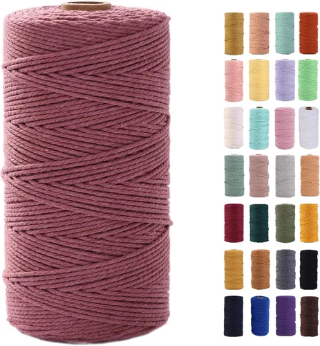 Vista 18 de Cuerda de macramé azul aire de 0.079 in x 220 yardas, cuerda de algodón colorido de algodón suave para colgar en la pared, colgadores de plantas