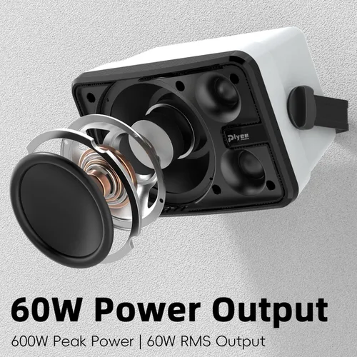 Vista 3 de Altavoces Bluetooth para exteriores de 600 W, sincronización inalámbrica entre altavoces, graves potentes, soporte de pared para patio, porche