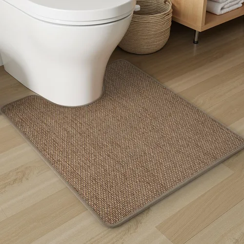 Vista 16 de PADOOR Alfombra de baño antideslizante con parte trasera de goma, trenzada absorbente, lavable a máquina, fina alfombra para suelo de baño, de Beige