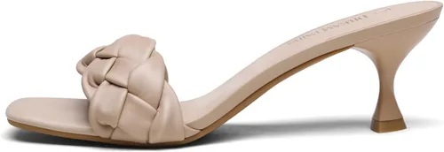 Vista 2 de DREAM PAIRS Zapatos de tacón de aguja para mujer, punta cuadrada abierta, cómodos, tacones bajos para gatito, sandalias de vestir sexy, para fiesta