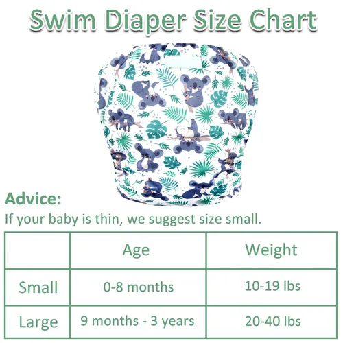 Vista 3 de Wegreeco Pañal de natación reutilizable ajustable para bebés y niños pequeños (Koala, S, 3 unidades)