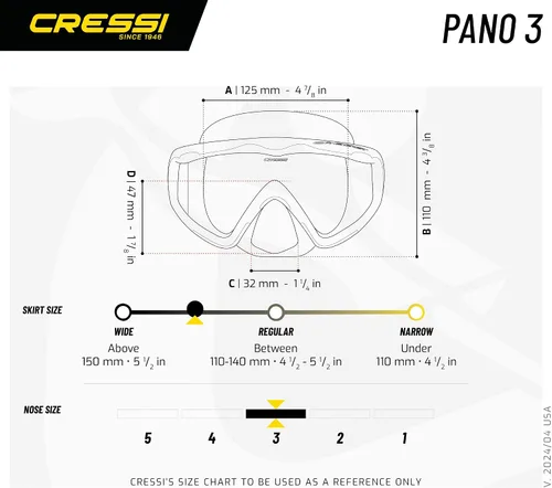 Vista 6 de Cressi Panoramic Wide View Mask & Dry Snorkel Kit for Snorkeling, Scuba Diving - Pano 3 & Supernova Dry: Designed in Italy