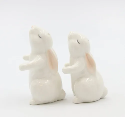 Vista 4 de Cosmos Gifts 21011 Hugging Rabbits Salero y pimentero Blanco