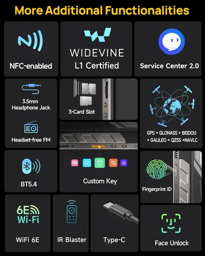 Vista 13 de Ulefone Armor 34 Pro 5G - Teléfono inteligente resistente con proyector de 150 lúmenes, 32GB+512GB ROM/2TB, 25500mAh 66W, Android 15, 6.95" 120Hz