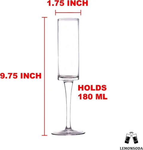Vista 5 de LEMONSODA Copas de champán de vidrio (6 oz/6.1 fl oz) (juego de 4)
