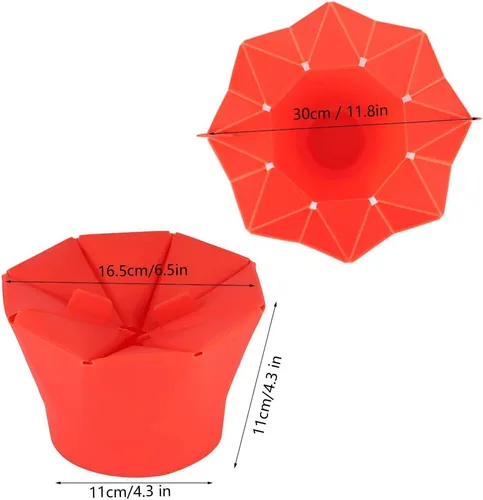 Vista 2 de Cuenco de palomitas de maíz, popcorn popcorn poppoppop, rojo, plegable, para microondas, para hacer palomitas de maíz, máquina de hacer palomitas