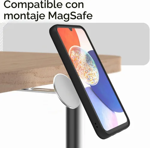 Vista 3 de Funda magnética para Samsung Galaxy A14 5G con soporte de agarre para teléfono, compatible con accesorios MagSafe (negro) (A14 5G)