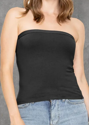 Vista 6 de La elasticidad es comodidad - Camiseta entallada de algodón sin tirantes para mujer