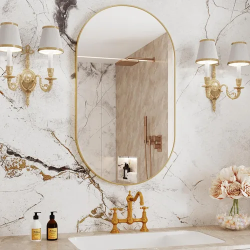 Vista 8 de Protylctaster Espejos ovalados, espejos ovalados de baño, espejo negro de 20 x 28 pulgadas, espejos decorativos de pared, espejos de baño para sobre
