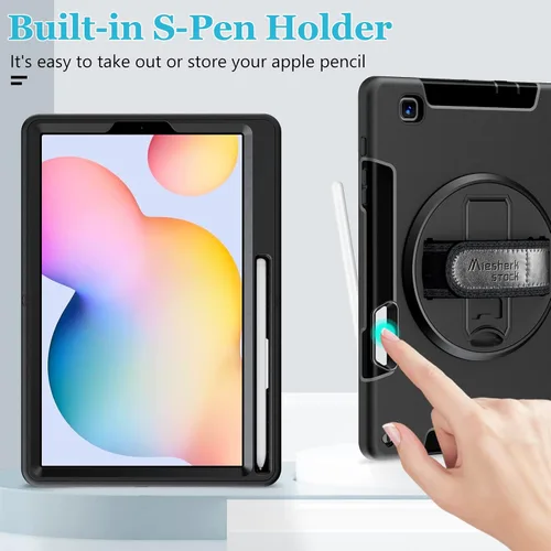 Vista 7 de Funda para Galaxy Tab S6 Lite de 10.4 pulgadas 2024/2022/2020: funda de TPU de grado militar a prueba de golpes con protector de pantalla - soporte