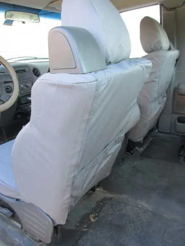 Vista 2 de Fundas para asientos Durafit, F372-X7-Ford F150 XL o estándar 40/20/40, banco dividido con reposabrazos y cinturón de seguridad integrados, fundas