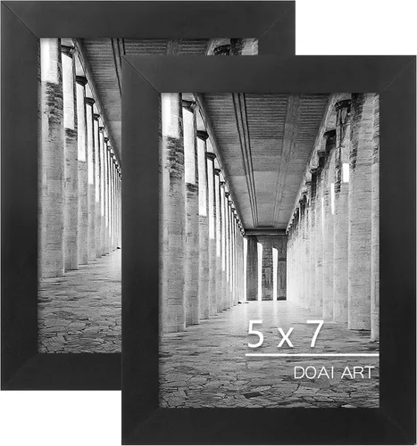 Vista 75 de DOAI ART Marco de fotos de 5x7 pulgadas, marco negro de 5x7 pulgadas para exhibición horizontal o vertical con montaje en pared y sobremesa Marco