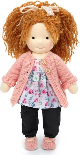 Vista 12 de BlissfulPixie Muñeca de trapo Waldorf Girl hecha a mano, ámbar, felpa suave de 12 pulgadas, ideal para bebés y niños pequeños