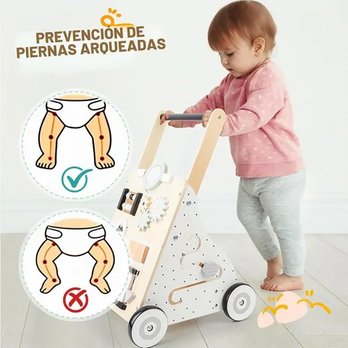 Vista 6 de RedSwing Andador de madera para bebés, blanco Montessori - Andador para niños pequeños, juguete de aprendizaje antivuelco, regalo perfecto de primer
