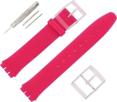 Vista 14 de Correa de reloj de goma ultrafina de 0.630 in para mujer, compatible con Swatch, correa de reloj de silicona de repuesto, impermeable, para mujer