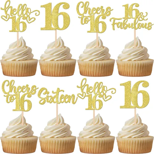 Vista 50 de 30 piezas de adornos para cupcakes de 12 cumpleaños feliz, brillantes doce, hola 12, felicitaciones a 12 años, adornos para cupcakes, 12