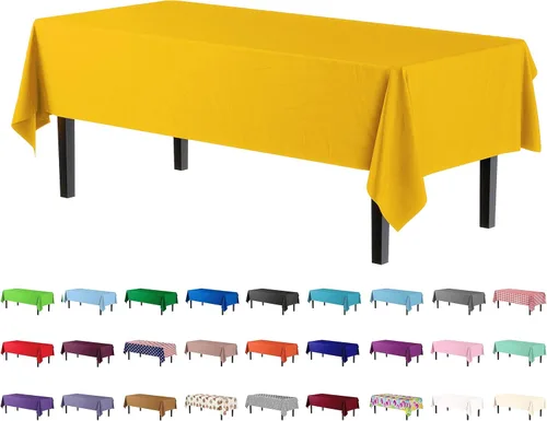 Vista 46 de Party Solids Paquete de 4 manteles de plástico color azul aguamarina, 54 x 108 pulgadas, mantel desechable para fiestas y pícnics