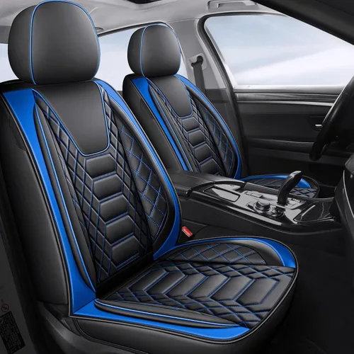 Vista 15 de FREESOO Fundas de asiento delantero de automóvil, 2 unidades, protector de cuero para asiento del conductor, compatible con bolsa de aire, ajuste