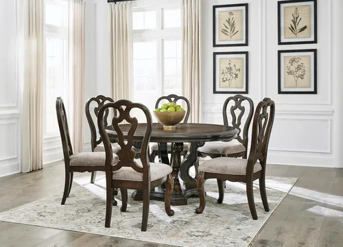 Vista 14 de Signature Design by Ashley Maylee Classic - Silla de comedor tapizada sin brazos, juego de 2, color marrón oscuro
