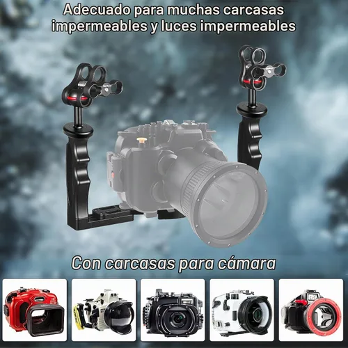 Vista 6 de MINIFOCUS Soporte de bandeja para mango de cámara subacuática, soporte estabilizador de video de aleación de aluminio extensible con soporte