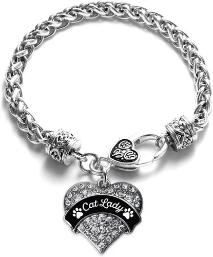 Vista 222 de Inspired Silver - Pulsera de plata con dije de corazón pavé con joyas de circonita cúbica