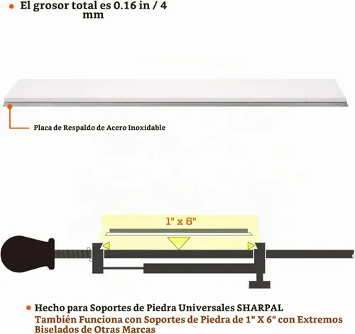 Vista 2 de SHARPAL Placa de cerámica equivalente a grano 3000 de 1 "x 6" para refinado