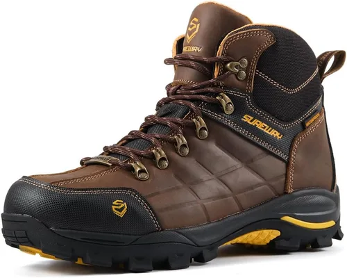Vista 12 de SUREWAY Botas de trabajo impermeables de acero y punta suave de 6 pulgadas para hombre, botas de seguridad de cuero antideslizantes