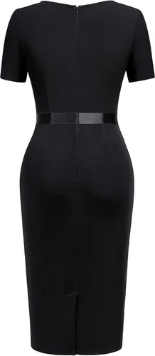 Vista 4 de AISIZE Vestido retro con cuello redondo y volantes para mujer