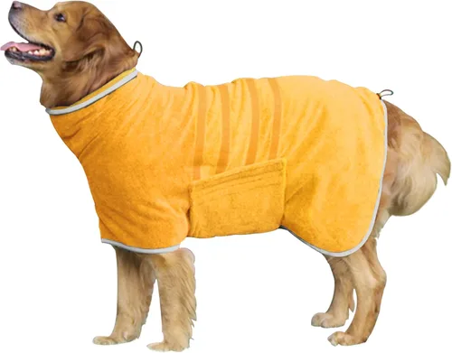 Vista 11 de Abrigo de Secado para Perros - Bata Toalla de Secado Rápido para Perros - Albornoz de Microfibra Súper Absorbente para Mascotas, Cuello Ajustable