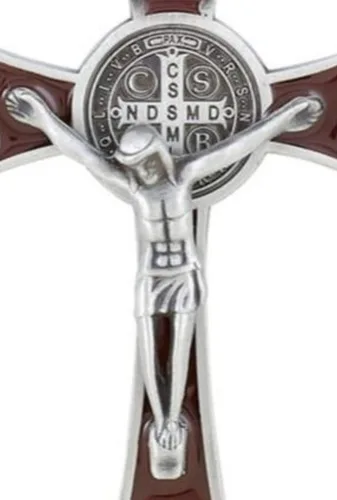 Vista 7 de Autom San Benito Crucifix medalla de plata colgante de cruz en cordón negro de 30 pulgadas