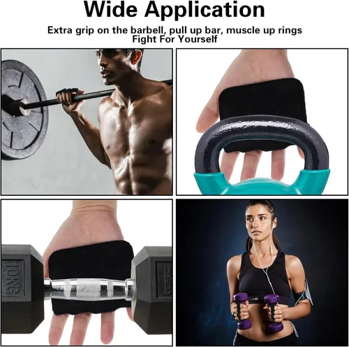 Vista 7 de Guantes de gimnasio para hombre para levantamiento de pesas, guantes de cuero de cuatro dedos, guantes antideslizantes para levantamiento de pesas