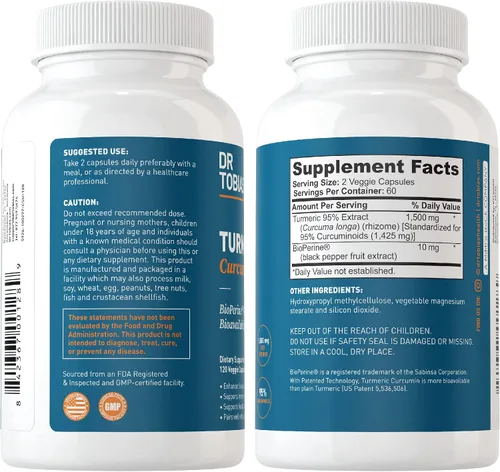 Vista 9 de Dr. Tobias Aceite de pescado Omega 3, 2000 mg y curcumina de cúrcuma, 95% curcuminoides, promueve la salud general con apoyo antioxidante