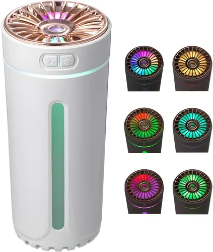 Vista 7 de Humidificador difusor de coche con difusor de aceite esencial, mini humidificador de aire portátil silencioso USB con luz LED, ambientador de Negro