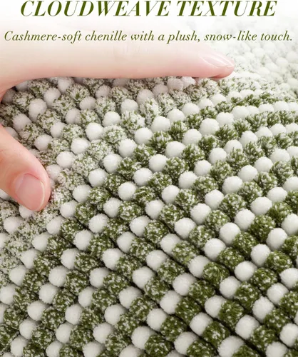 Vista 2 de BSICPRO Tapetes de baño de felpilla, 20 x 32 pulgadas, antideslizantes, absorbentes, suaves, peludos, para baño, lavables a máquina (salvia)