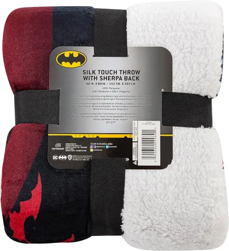 Vista 4 de Northwest DC - Manta Sherpa de Batman Silk Touch, 60 x 80 pulgadas, Gotham City Hero Héroe de la ciudad de Go
