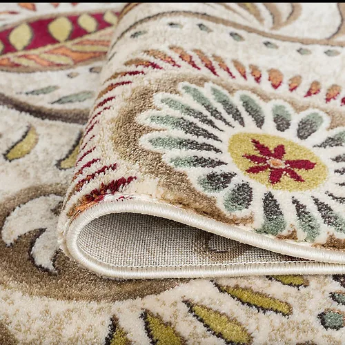 Vista 5 de Tayse Ivory Modern - Alfombra redonda grande de 8 pies, alfombra de área para interiores, alfombra de comedor, alfombra contemporánea, alfombras