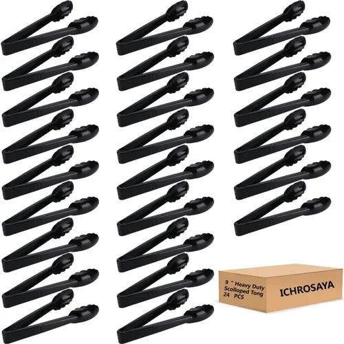 Vista 8 de Pinzas de plástico para cocina, juego de utensilios desechables, 12 piezas, pinzas de ensalada festoneadas de 9 pulgadas resistentes