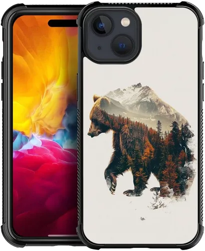 Vista 290 de Funda compatible con iPhone 8 Plus, diseño de oso de bosque otoñal, a prueba de golpes, antiarañazos, carcasa trasera de policarbonato duro