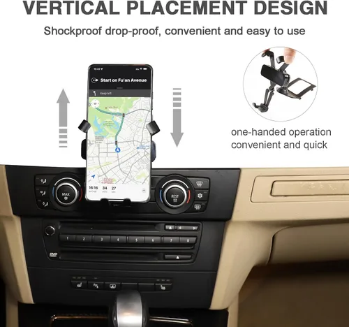 Vista 2 de Para BMW Serie 3 E90 E91 E92 E93 360-Degree Rotary Teléfono Celular Titular Negro (B))
