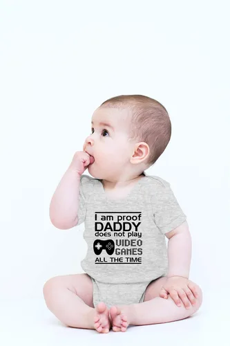 Vista 19 de CBTwear Proof Daddy Does Not Play Video Games All the Time – Ropa de bebé – Divertido body para recién nacido para niños y niñas