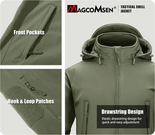 Vista 5 de MAGCOMSEN - Chaqueta táctica para hombre, de invierno, con forro polar y bolsillos múltiples, para esquiar, impermeable, forrada