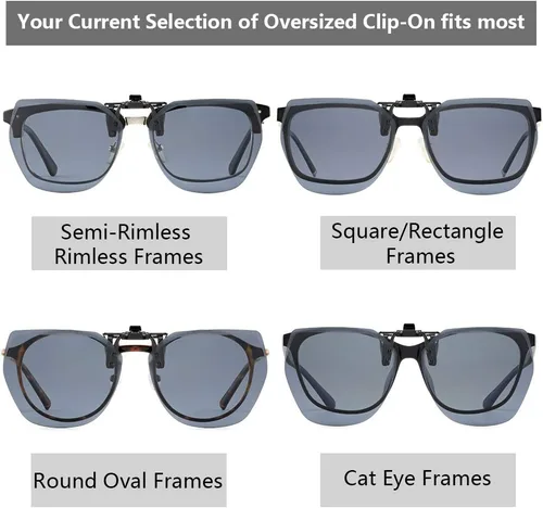 Vista 5 de CAXMAN Gafas de sol polarizadas con clip para mujer, sobre gafas graduadas, estilo polígono