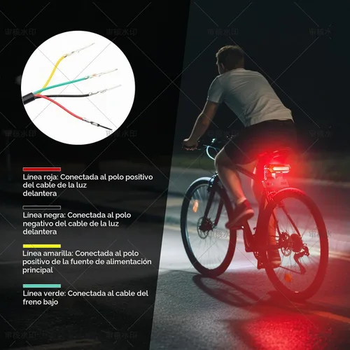 Vista 7 de Luz trasera de bicicleta eléctrica, luz trasera de bicicleta eléctrica de alto brillo, reflector trasero de bicicleta de 48 V con conector SM, luz