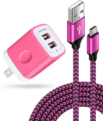 Vista 9 de AILKIN - Cargadores para iPhone con certificación MFI, cable Lightning trenzado de 6 pies de largo USB Wall Charger, Fast Charging Power Cord Plug