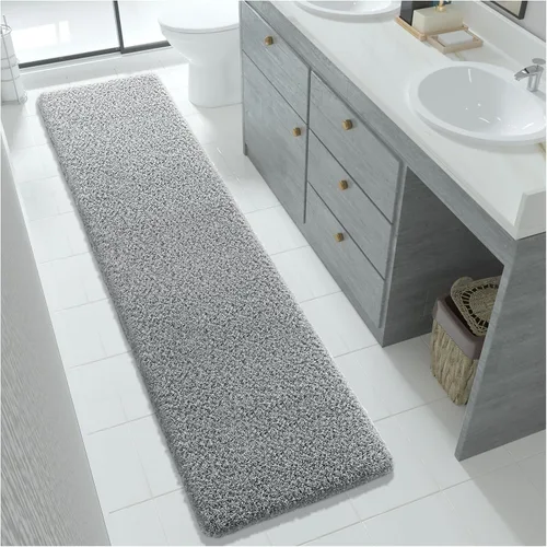 Vista 87 de Yimobra Alfombras de baño en negro y blanco antideslizantes lavables, tapetes de baño ultra suaves y absorbentes de agua, alfombra de ducha suave